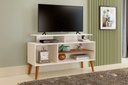 Ver imagem 1 de Rack para Tv de 42 Pés de Madeira Suporte Robusto 110cm:off White/canela