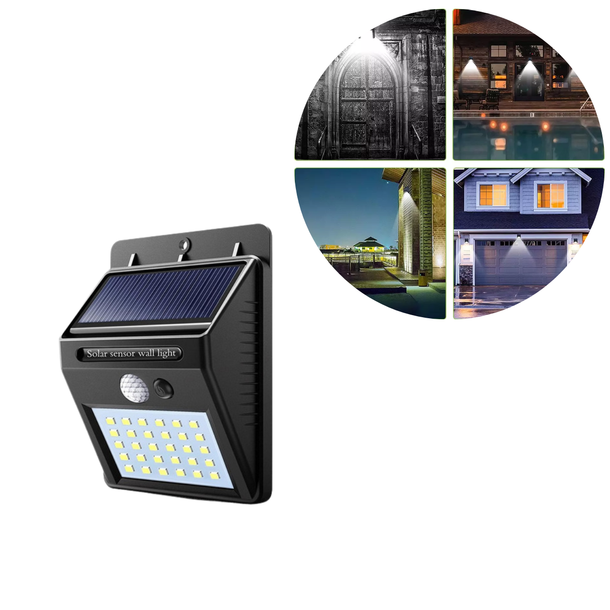 Arandela Lâmpada 30 Leds Luz Solar Com Sensor Noturno De Movimento Para Parede Muro Alpendre Caminho - 5