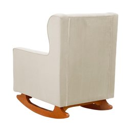 Poltrona C/ Puff Balanço Amamentação Aurora Veludo Bege - Lm Decor - 6
