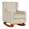 Poltrona C/ Puff Balanço Amamentação Aurora Veludo Bege - Lm Decor - 3