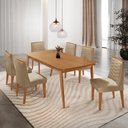 Ver imagem 1 de Mesa de Jantar Copper 180cm Tampo Mdf com 6 Cadeiras Eloise Moderna Mobília