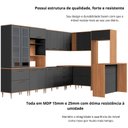 Ver mais imagens de Cozinha Modulada Completa 11 Peças com Cristaleira 16 Portas 6 Gavetas Isabelle Cinza/Freijó/Grafite