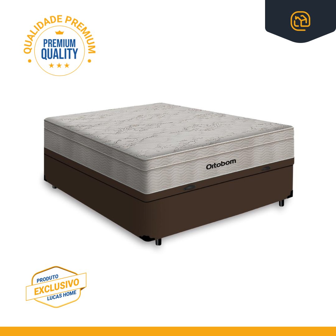 Cama Box Baú Casal + Colchão de Molas Ensacadas Ortobom Airtech Springpocket 138cm - 4