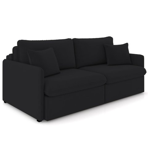 Sofá Cama Retrátil para Sala de Estar 174cm Una K01 Veludo Preto - Lyam Decor
