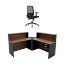Ver imagem 1 de Balcão de Atendimento em L com Gaveta 120x60cm para Loja e Recepção + Cadeira Ergonômica Netflex
