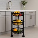 Ver imagem 2 de Organizador Chao 3 Prateleiras Fruteira Andares Estante Multiuso Cesto Desmontavel Redonda Cozinha B