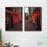 Kit 2 Quadros Decorativos Rua Vermelha Cidade Amsterdam Sala:Madeira - 2