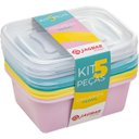 Ver imagem 1 de Kit 5 Potes Multiusos Organizadores com Tampa - 750ml - Conjunto de Pote Jaguar - 5pc Retangular 750
