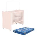 Ver imagem 2 de Berço Simples Doce Sonho 1 C/ Rodízios Qmovi Rosa Acetinado + Colchão Ortobom