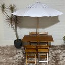 Ver imagem 1 de Conjunto Dobrável 120x70 com Ombrelone Paraná Cor do Conjunto:mel;cor do Ombrelone:branco