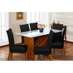 Kit de Capas de Cadeira Estofada 6 Lugares Mesa de Jantar Protege Muda a Decoração Malha Helanca Lis - 1