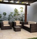 Ver imagem 1 de Conjunto Sofá e Poltronas Varanda Jardim Área Externa Fibra Sintética