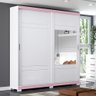 Guarda Roupa Solteiro Com Espelho 2 Portas H02 Veiga Flex Branco/Rosa Chá - Mpozenato - 5