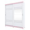 Guarda Roupa Solteiro Com Espelho 2 Portas H02 Veiga Flex Branco/Rosa Chá - Mpozenato - 1