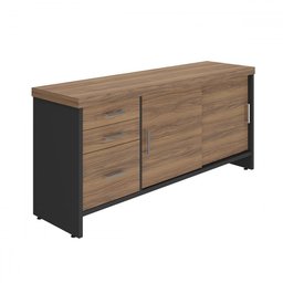 Armário para Escritório Tamburato 3 Gavetas 2 Portas Nogal/preto - Artany Móveis - 1