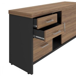 Armário para Escritório Tamburato 3 Gavetas 2 Portas Nogal/preto - Artany Móveis - 3
