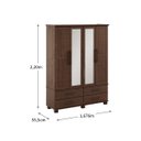 Ver imagem 5 de Conjunto Quarto Ouro: Guarda-Roupa 4 Portas, Cama Casal, Cômoda Sapateira e 2 Mesas Cabeceiras Café