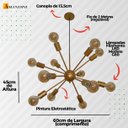 Ver imagem 4 de Lustre Pendente Sputinik 12 Hastes - Ideal para Mesa Jantar, Sala, Quarto - Cor Dourado