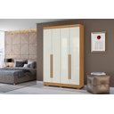Ver imagem 1 de Roupeiro de Solteiro 153cm 4 Portas 02 Gavetas - Cinamomo/off White Aramóveis
