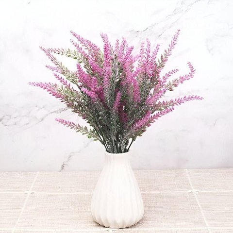 4 Ramos Plantas Lavanda Artificiais Rosa com 35 Folhas 40cm