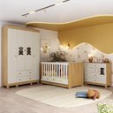 Ver imagem 1 de Quarto de Bebê Completo com Berço Americano 3 em 1 Fofura Multimóveis Mp4645 Madeirado/off White