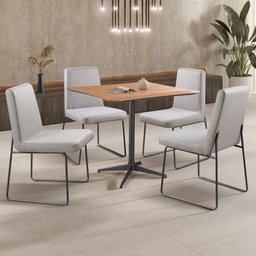 Conjunto Sala de Jantar Copa Castanho com 4 Cadeiras Neat Linho Cinza Base Grafite - 2