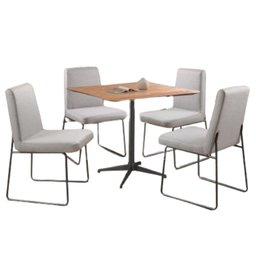 Conjunto Sala de Jantar Copa Castanho com 4 Cadeiras Neat Linho Cinza Base Grafite - 1