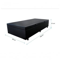Cama Box Baú Solteiro 88 Tecido Sintético Preto com Colchão Marrocos - Poliéster - Espuma D33 - 3