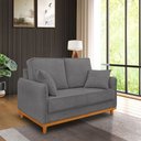 Ver imagem 1 de Sofá Belga 2 Lugares Base Madeira para Sala Pequena Cinza Bz Home Decor