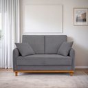 Ver imagem 2 de Sofá Belga 2 Lugares Base Madeira para Sala Pequena Cinza Bz Home Decor