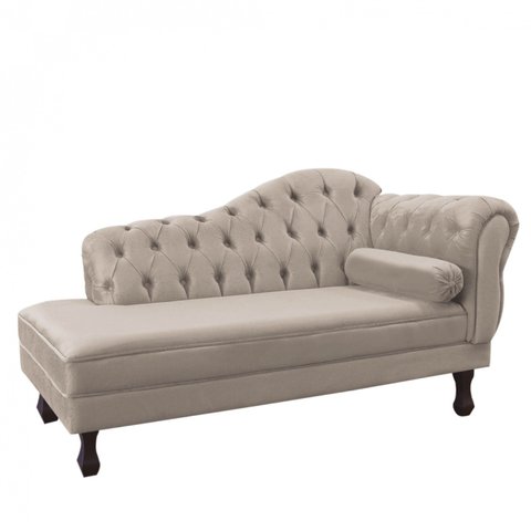 Recamier Sofá Divã Com Pés Retro 180X80 - Elã:Suede Bege