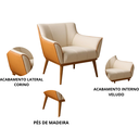 Ver imagem 4 de Poltrona Decorativa Sala Estar Pés em Madeira Tecido Veludo