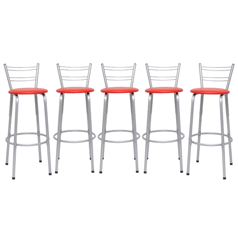 Kit 5 Banquetas para Balcão Flórida Prata Bistrô Ilhas Cozinha Gourmet Bares