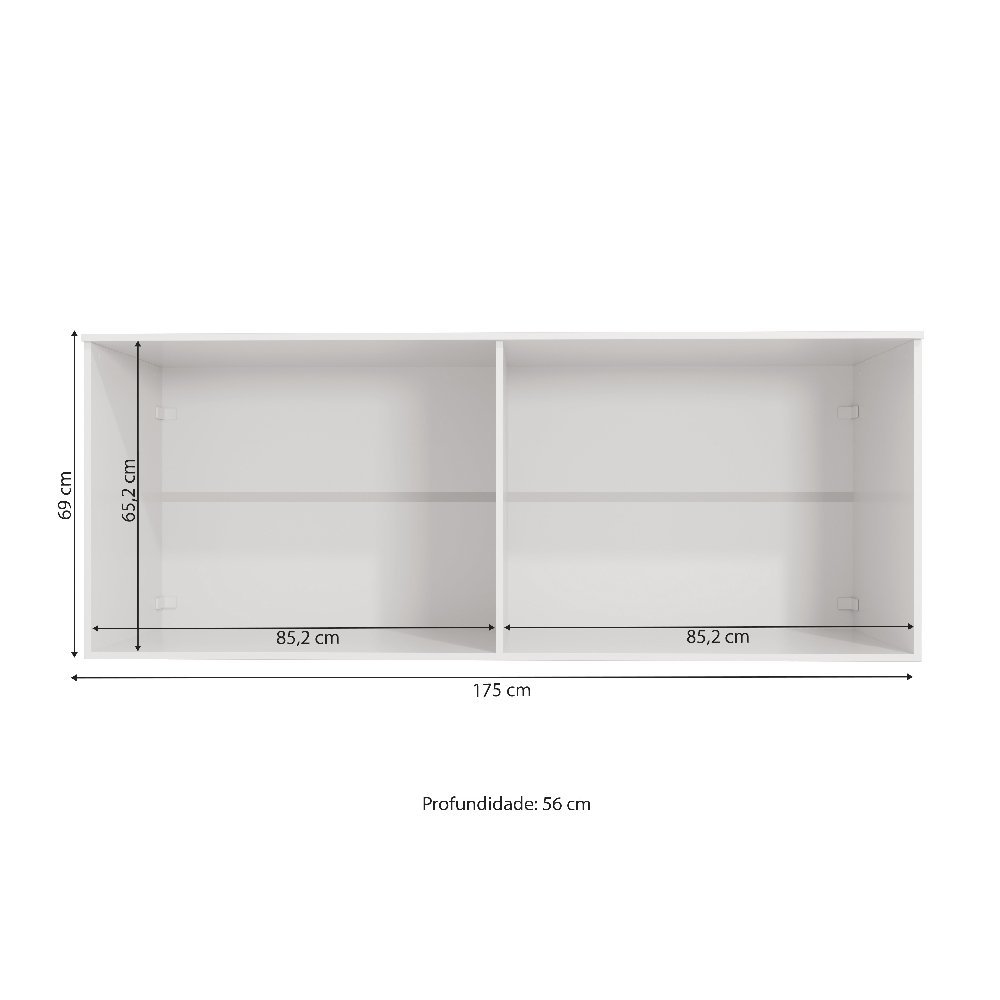 Aéreo Maleiro Baixo de 4 Portas 175cm Linha Modulado Adapt N543 Kappesberg - Branco - 2