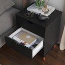 Ver imagem 3 de Mesa de Cabeceira para Cama de Casal - 3 Gavetas:preto