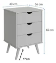 Ver imagem 4 de Mesa de Cabeceira para Cama de Casal - 3 Gavetas:preto