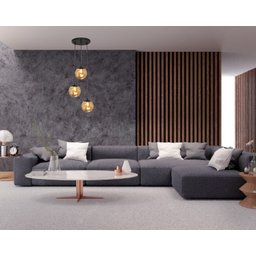 Pendente Moderno Preto Globo Triplo P/ Sala Espaço Gourmet Arevo Iluminação Jabuticaba VIDRO FUMÊ - 3