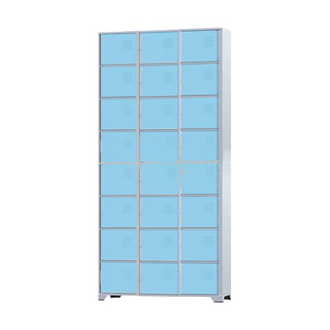 Armário Roupeiro de Aço 24 Portas para Vestiário Academia Locker Azul Claro com Chave