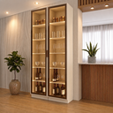Ver imagem 1 de Cristaleira 100cm 2 Portas com LED e Vidro Reflecta Temperado 100% MDF Fineze Bege/Areia HP
