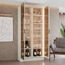 Ver mais imagens de Cristaleira 100cm 2 Portas com LED e Vidro Reflecta Temperado 100% MDF Fineze Bege/Areia HP