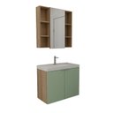 Ver imagem 2 de Conjunto de Banheiro com Cuba 80cm Vittare Marrom Carvalho/Verde