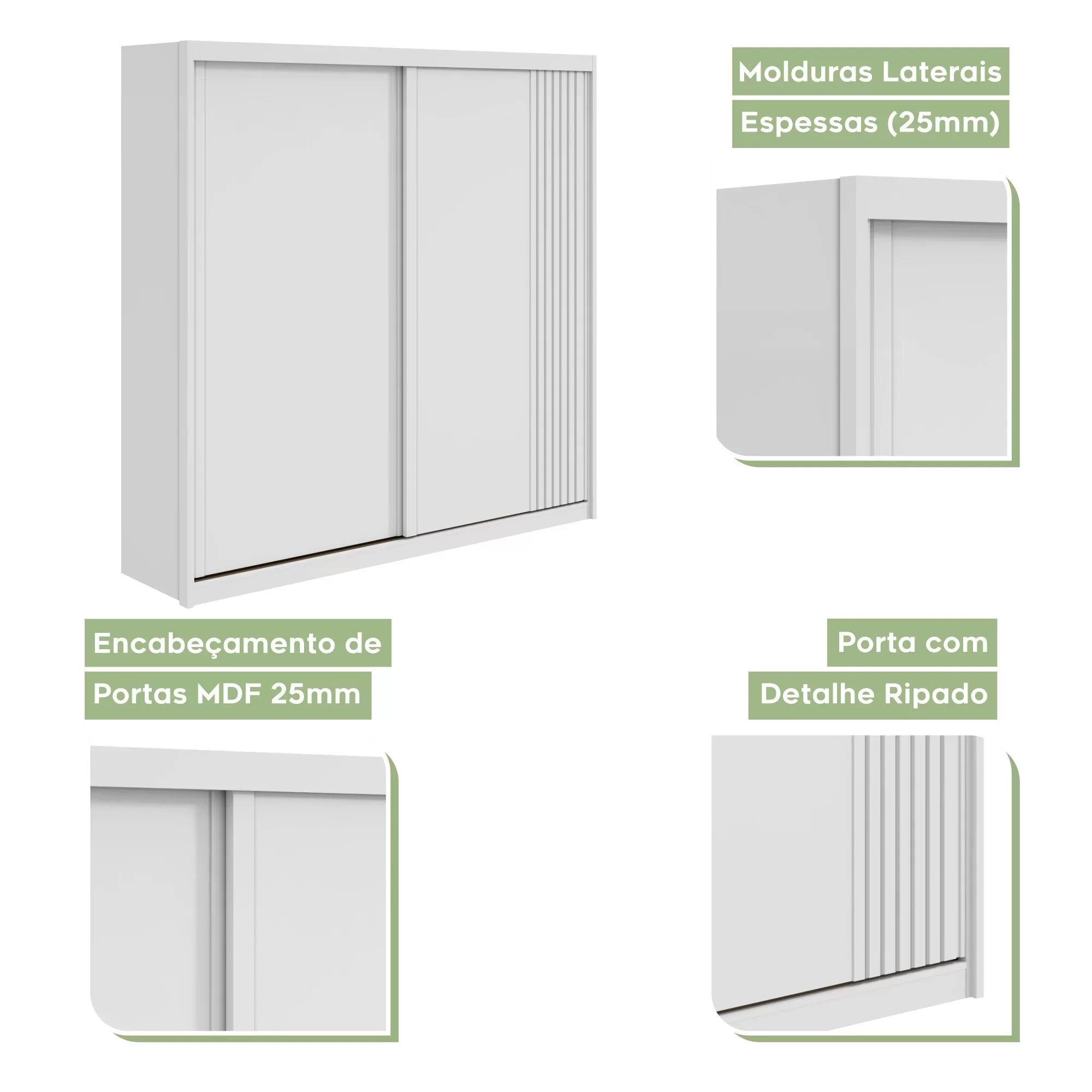 Guarda Roupa Casal em MDF 2 Portas 4 Gavetas Velaris  - 7