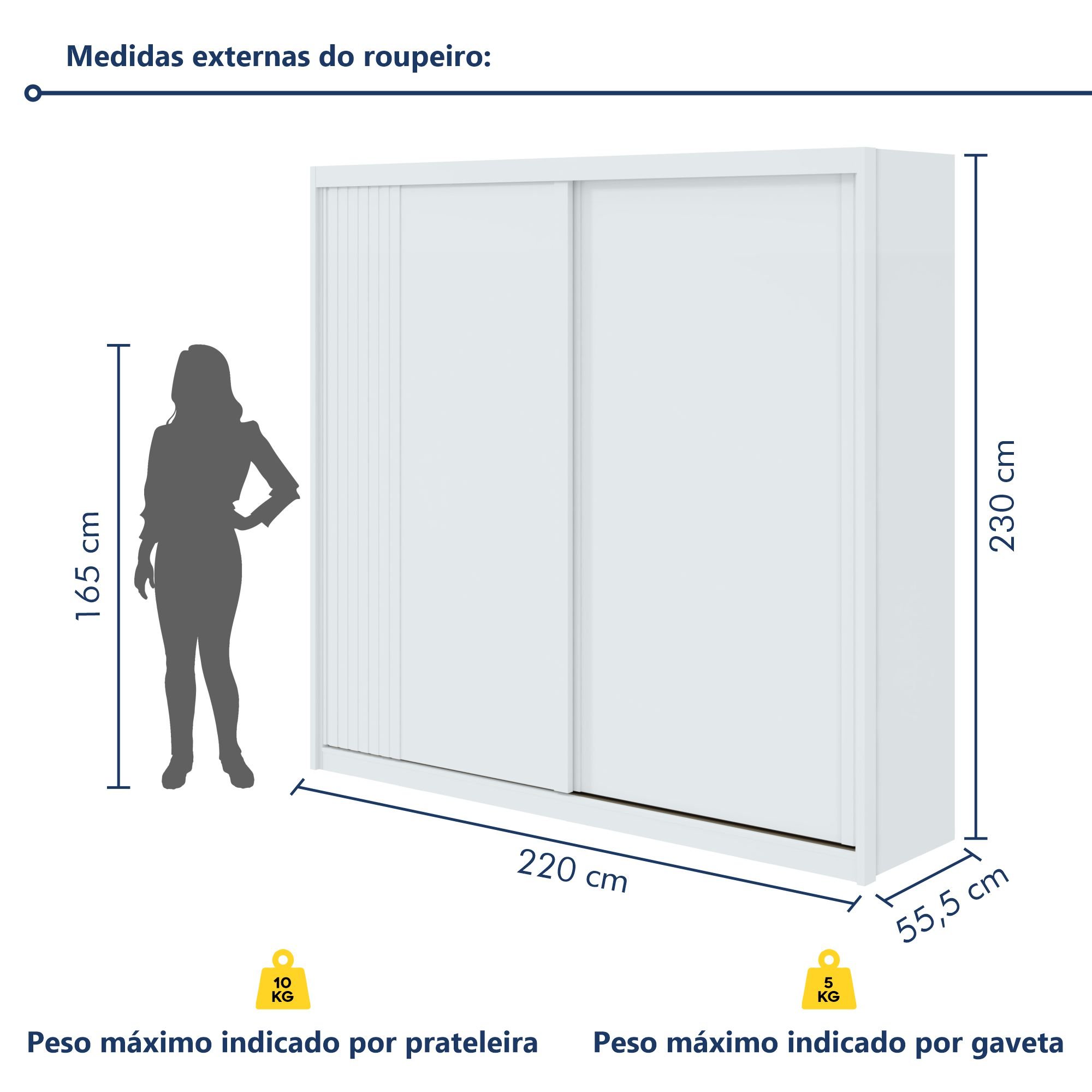 Guarda Roupa Casal em MDF 2 Portas 4 Gavetas Velaris  - 10