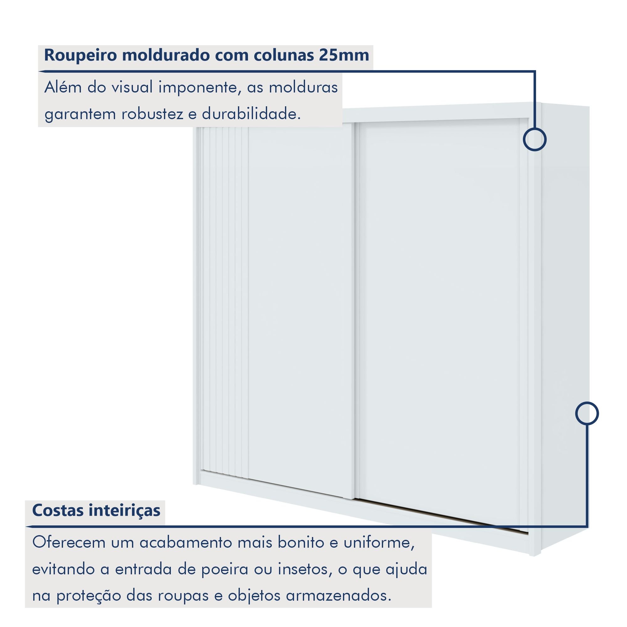 Guarda Roupa Casal em MDF 2 Portas 4 Gavetas Velaris  - 3