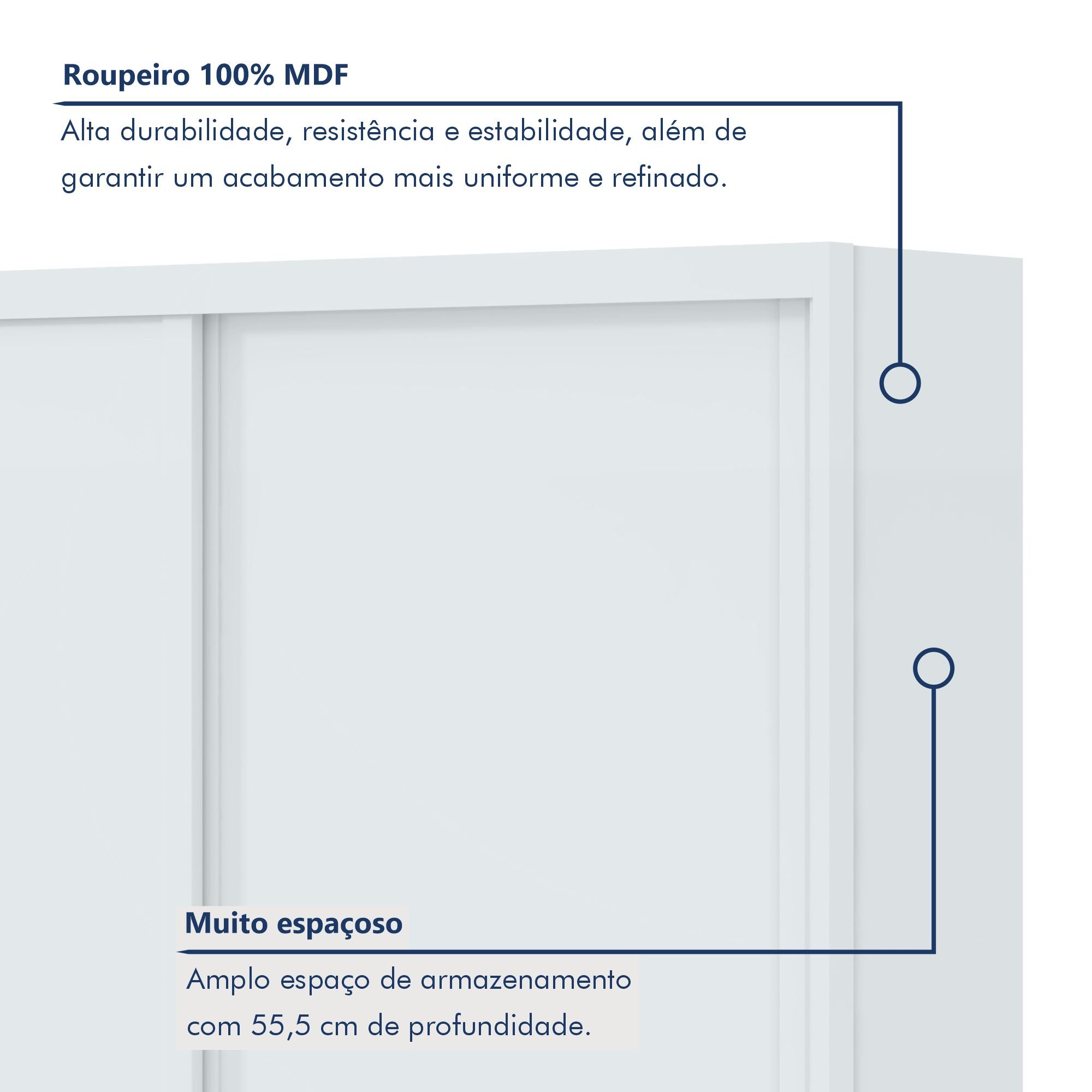 Guarda Roupa Casal em MDF 2 Portas 4 Gavetas Velaris  - 2