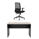 Ver imagem 2 de Conjunto Mesa de Escritório 120x60cm + Cadeira Ergonômica Reclinável Sistema Syncron Pistão Classe 4