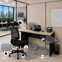 Ver imagem 6 de Conjunto Mesa de Escritório 120x60cm + Cadeira Ergonômica Reclinável Sistema Syncron Pistão Classe 4