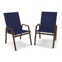 Ver imagem 1 de Kit 2 Cadeira Riviera Piscina Praia Alumínio Marrom Tela Azul