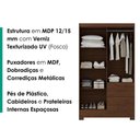Ver imagem 4 de Guarda Roupa Solteiro 4 Portas 2 Gavetas Primor 121x209 cm Jacaranda Zanz