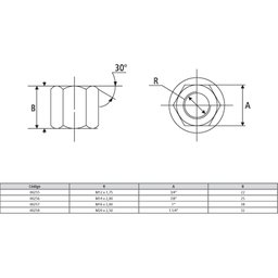 Porca Sextavada M12 X 1,75 - 3/4" - 22mm - 5